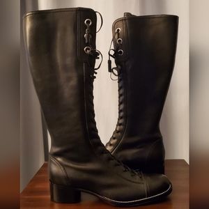 Miu Miu Lace Up Leather Boots 40